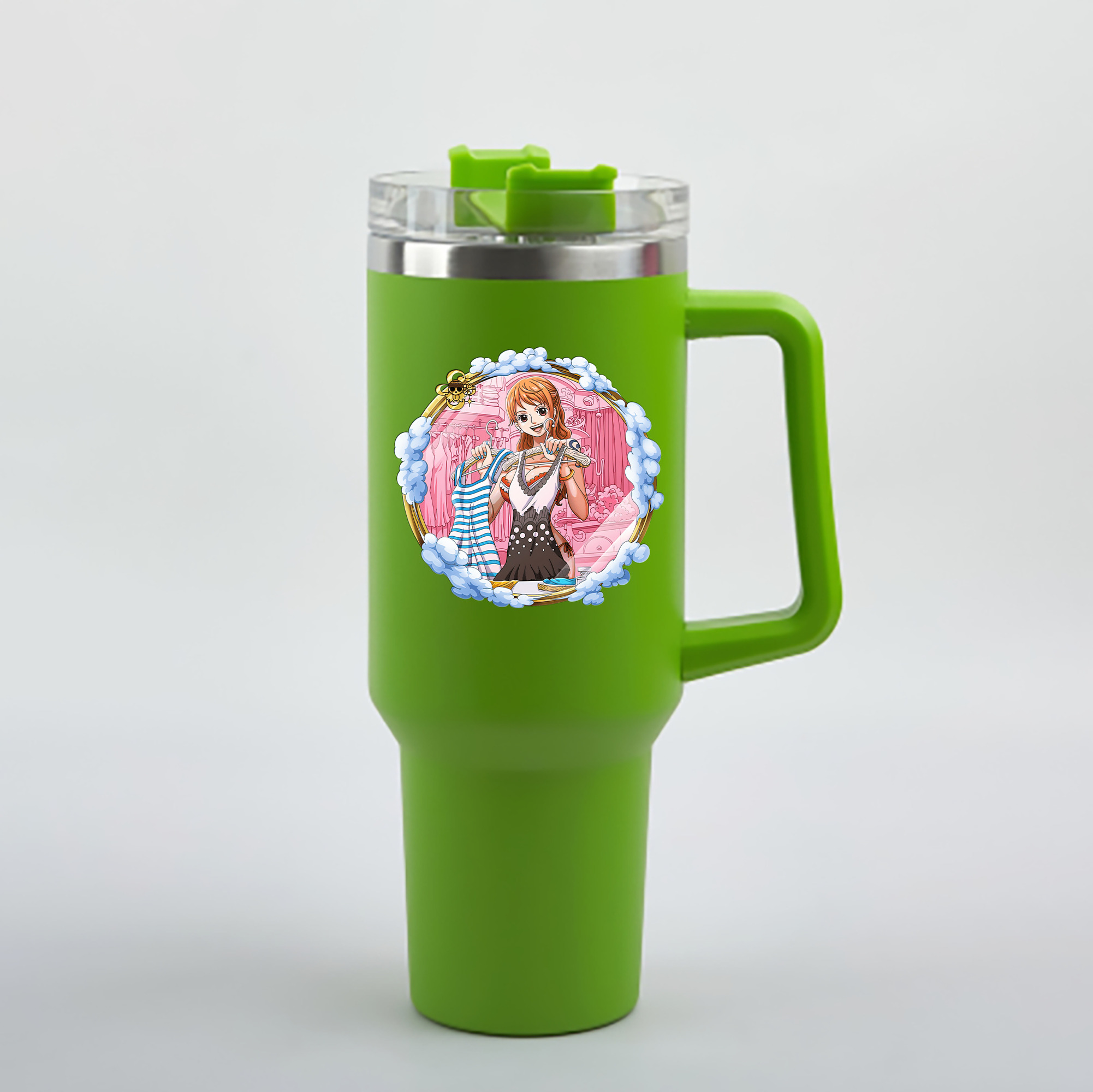 ワンピース ナミ ONE PIECE Nami 1200mL車用タンブラー - クリスタルステッカー（プラスチックストロー付き）